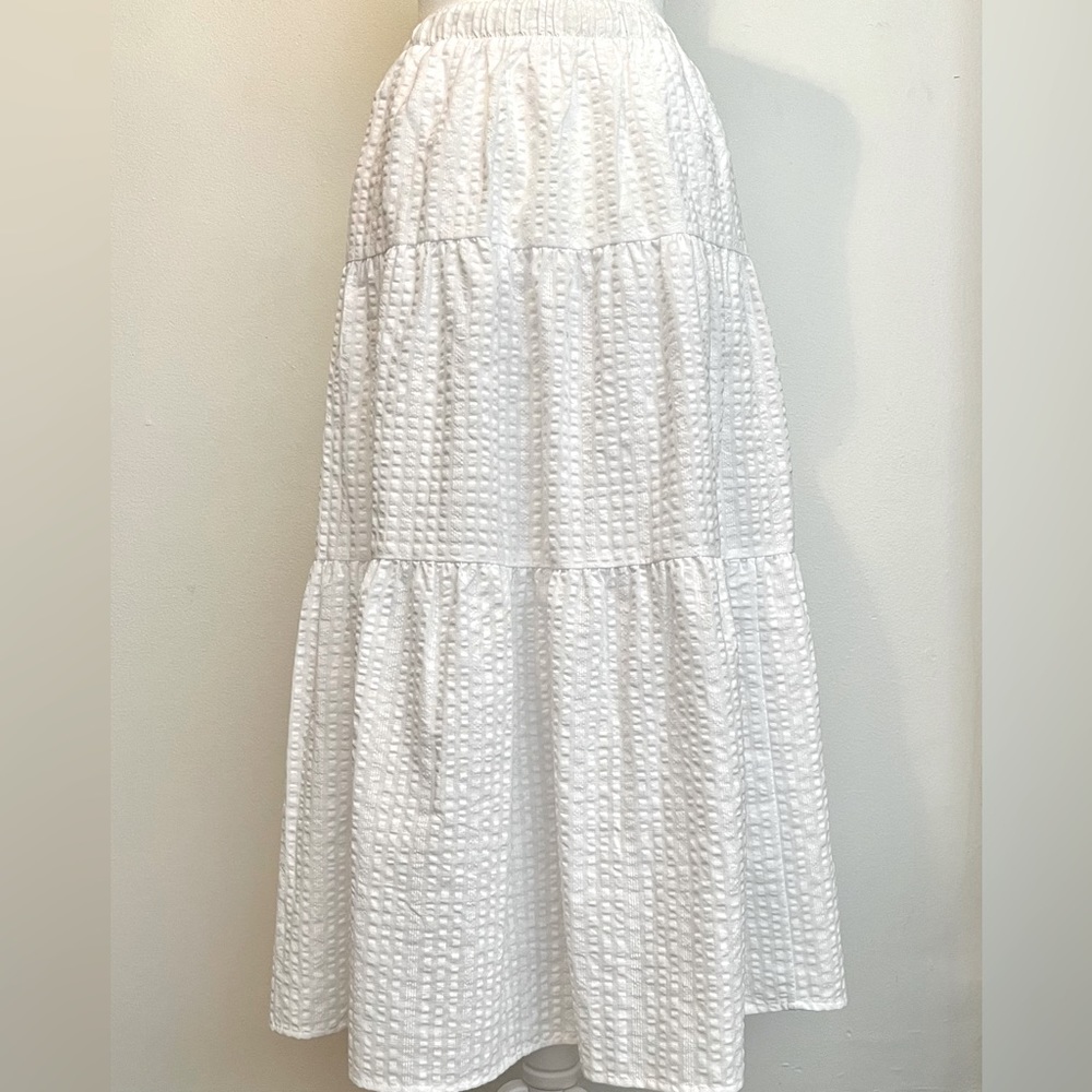 Tiered White Maxi Skirt